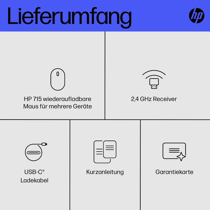 Image du produit HP 715 RECHBL Souris Bluetooth Mult-Dvc (Sans fil, Filaire)