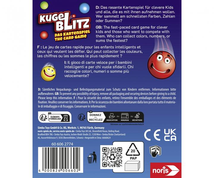 Actual product image Noris Kugelblitz card game (German, 2 - 4 Players)