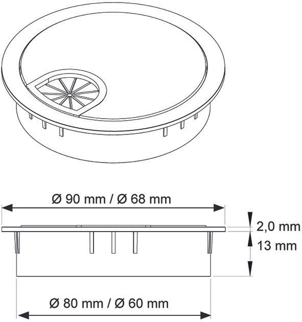 Actual product image OK-Line Kabeldurchlass (Cable hole, 6.80 cm)
