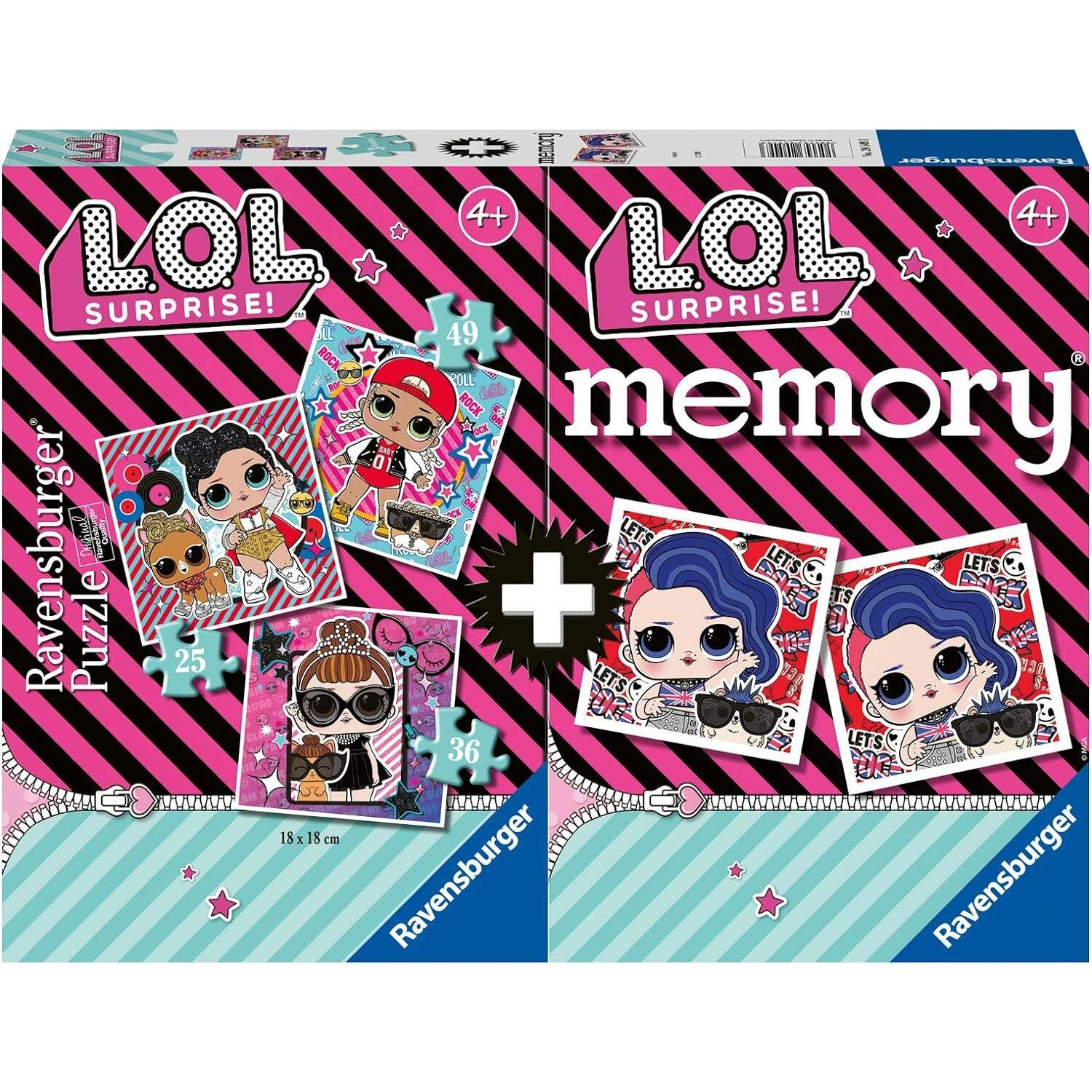 Ravensburger 3 Jigsaw and Memory Game LOL, 20549 (36 Teile)