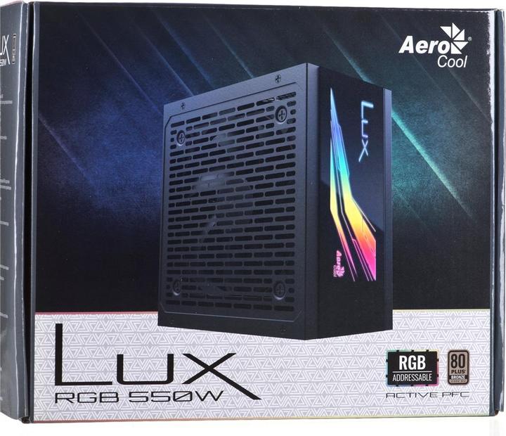 Produktbild AeroCool Lux RGB 550M power supply unit 550 W Black (550 W)