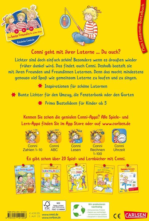 Image du produit Conni Gelbe Reihe (Beschäftigungsbuch): Mein Laternen-Bastelbuch (Allemand, Hanna Sörensen, Ulrich Velte, 2023)