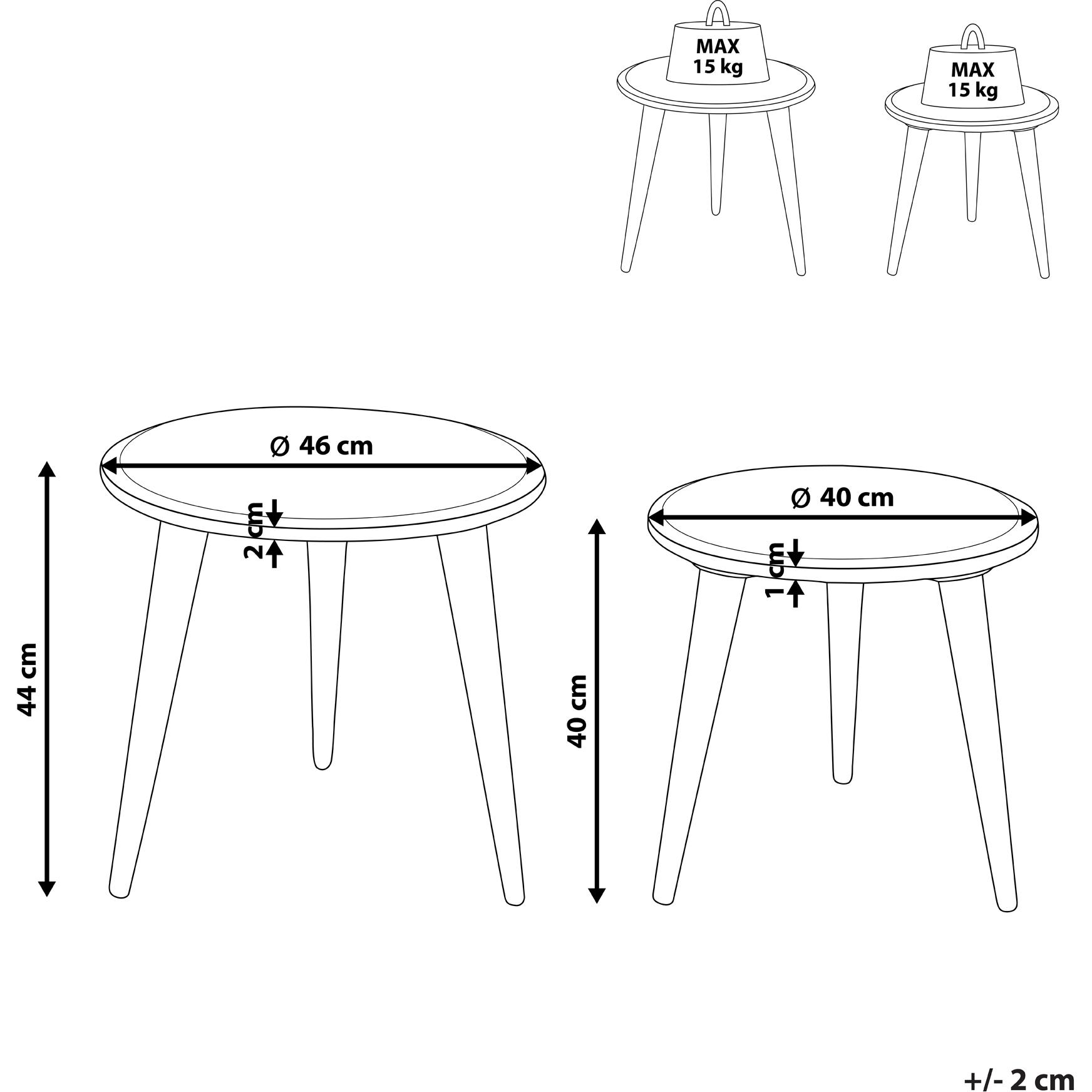 Thumbnail - Beliani, Couchtisch + Beistelltisch, Sharma (46 x 46 x 44 cm)