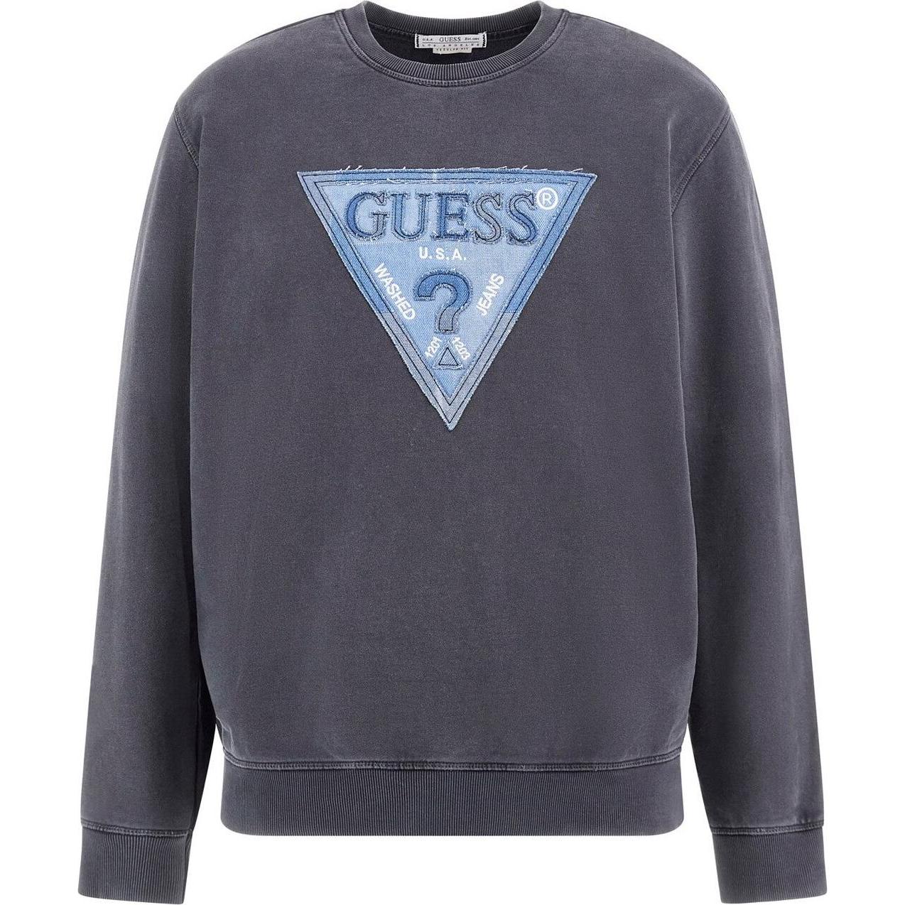 Guess, Herren, Pullover, puover triange patch, Schwarz, (L)