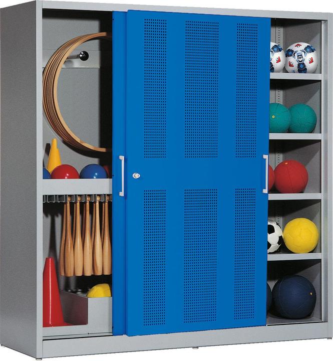 Produktbild C+P Sportgeräteschrank (HxBxT: 195x190x60 cm, mit Lochblech-Schiebetüren, Typ 5)