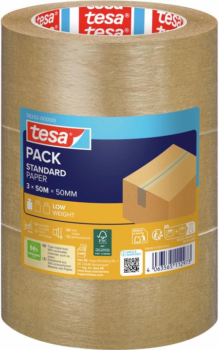Immagine prodotto tesa nastro da imballaggio tesapack PAPER STANDARD - 56% di materiale biobased - adatto al riciclaggio (50 mm)