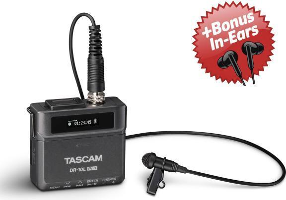 Tascam DR-10L Pro Recorder mit Lavaliermikrofon + Bonus In-Ear Kopfhörer (CD recorder)