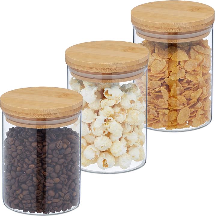 Produktbild Relaxdays 3x Vorratsglas (0.65 l)