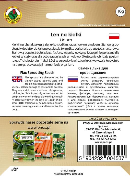 Productafbeelding Apte PNOS Samen für Sprossen | Leinsamen | 10g Packung