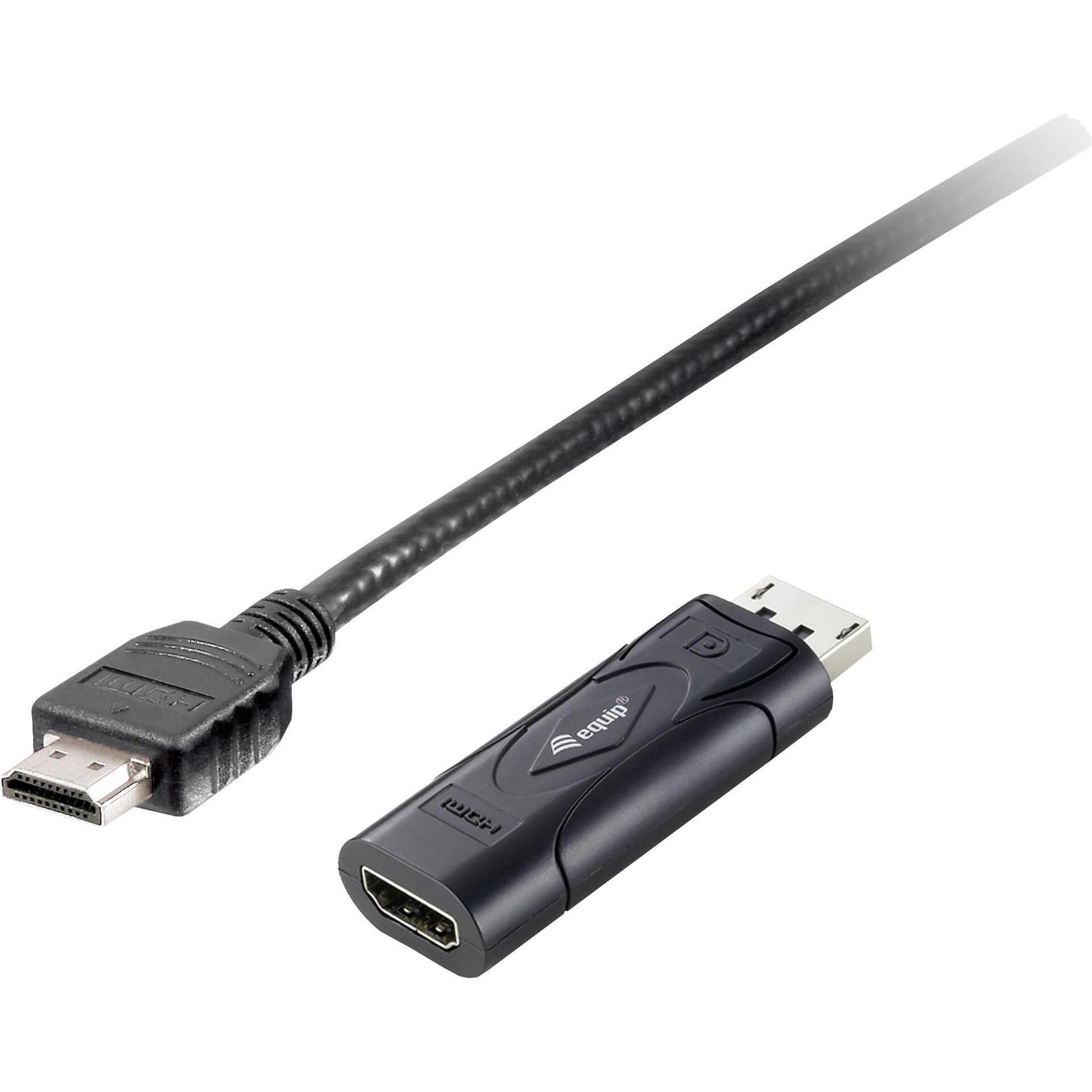 equip DisplayPort auf HDMI (HDMI, 15 cm), Data + Video Adapter, Schwarz