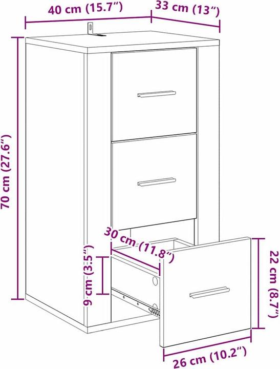 Actual product image vidaXL Sideboard (33 x 33 x 70 cm)