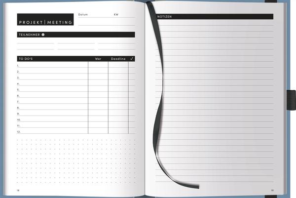 Actual product image Projekt-Meeting-Planer Aqua (A5, Plain, Hardcover)