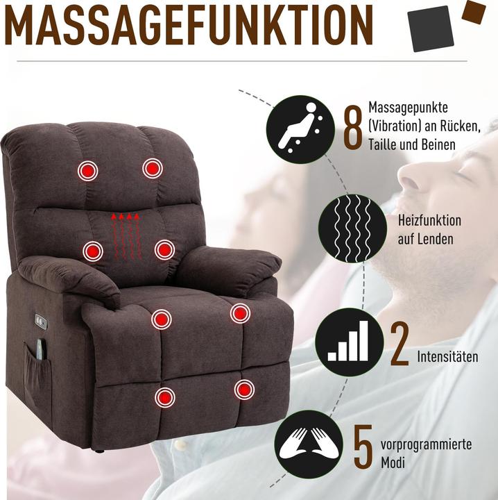 Actual product image Homcom Sessel mit Aufstehhilfe Polyester, Metall, Schaumstoff Braun