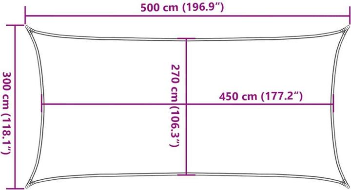 Produktbild vidaXL Sonnensegel 160 g/m² Rechteckig farben HDPE (3 x 5 m)