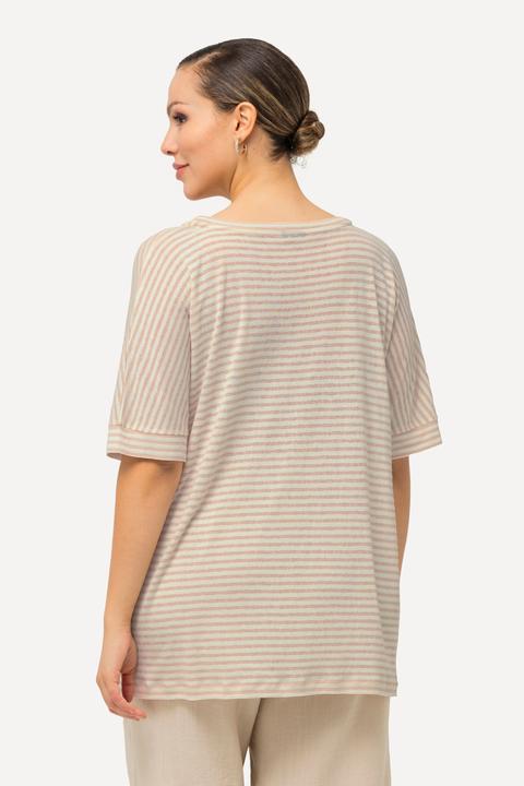 Immagine prodotto Ulla Popken T-shirt dal taglio oversize con righe, scollo a girocollo e mezze maniche (42, 44)