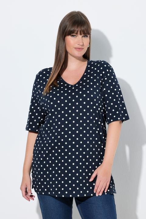 Actual product image Ulla Popken Polka Dot V-Neck Tee (62)