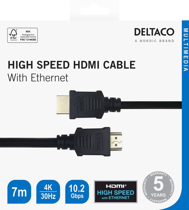 Image du produit Deltaco HDMI kabelis 4K UHD, 7m, juodas (7 m)