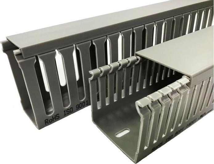 RS PRO Verdrahtungskanal Grau, 25 mm x 50mm, Länge 1m Kunststoff, Seitenwand Offen (100 cm)