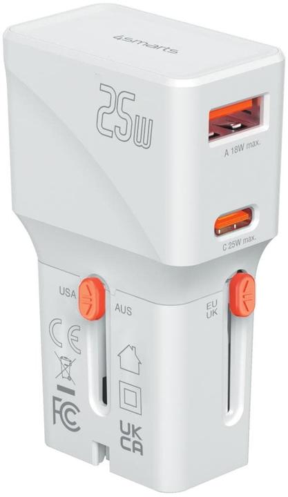 4smarts Travel charger World Travel Adapter Nomad Pocket 25W USB-C/USB-A white