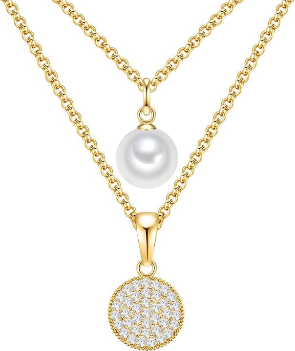 Actual product image Lulu & Jane Ladies metal alloy glass bead (synth.) yellow gold 43.0/44.0 cm base chain + 5.0 cm extension - (Metal alloy)