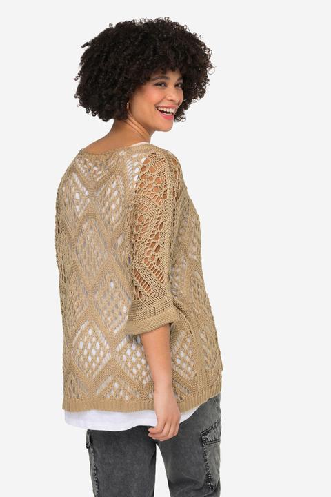 Produktbild Angel of Style Pullover, oversized, Ajourstrick, V-Ausschnitt, Langarm (58)