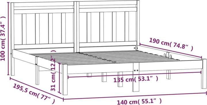 Image du produit vidaXL Bettrahmen (135 x 190 cm)
