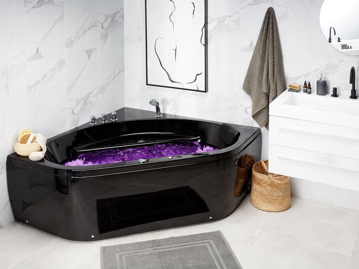 Image du produit Beliani Baignoire à hydromassage noire modèle d'angle avec LED 140 x 140 cm MEVES (270 l, 140 cm, 140 cm)