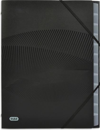 Elba Sorter A4 Osmose® black, 3 flaps, 12 compartments