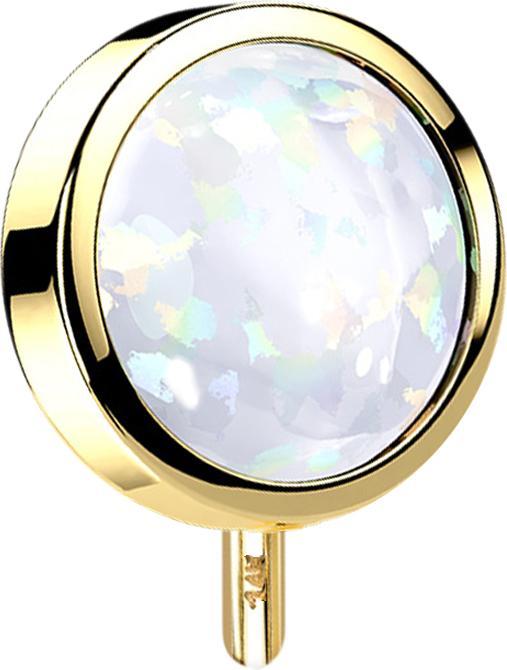 Produktbild Star Piercing Threadless Scheibe 14k gold front mit Opal weiss (ohne Messing, 14k Gold)