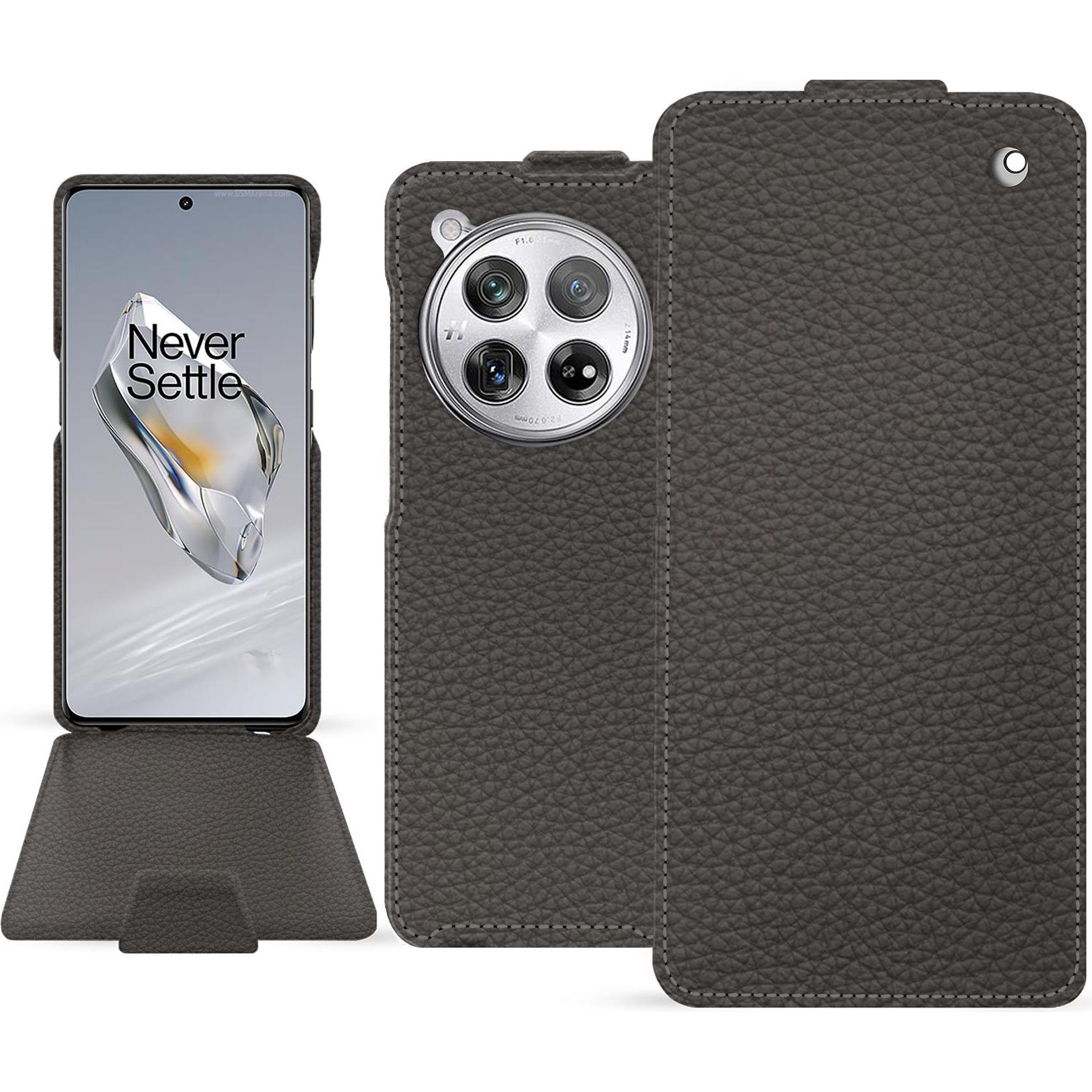 Noreve Lederschutzhülle vertikal (OnePlus 12), Smartphone Hülle, Grau