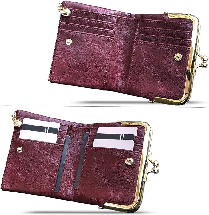 Image du produit Only-Bags.Store Portefeuille court polyvalent de couleur unie, Vintage Clutch Coin Purse Credit Card Holder with