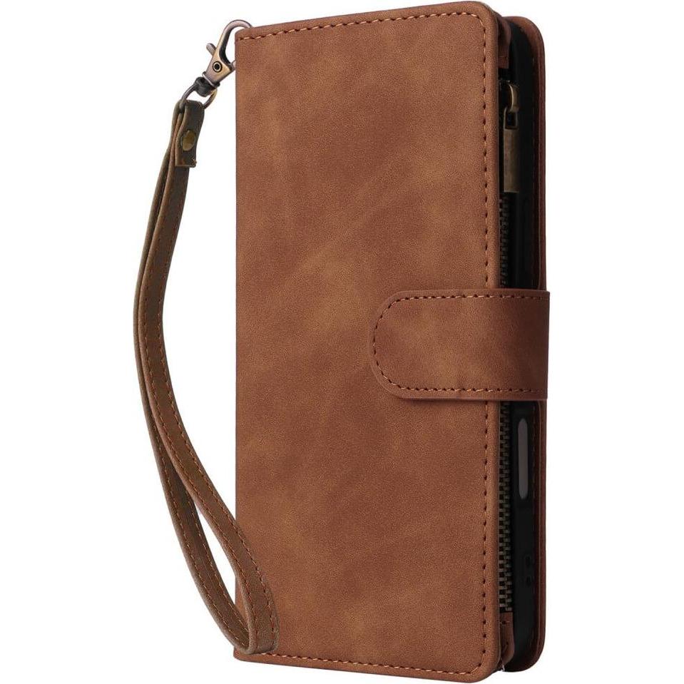 Cover-Discount iPhone 16 - Brieftaschen Hülle mit Umhängeband (Apple iPhone 16), Smartphone Hülle, Braun