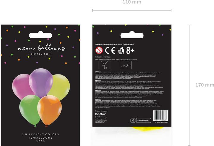 Image du produit Partydeco Ballons néon 25cm (5pcs) (5 x)