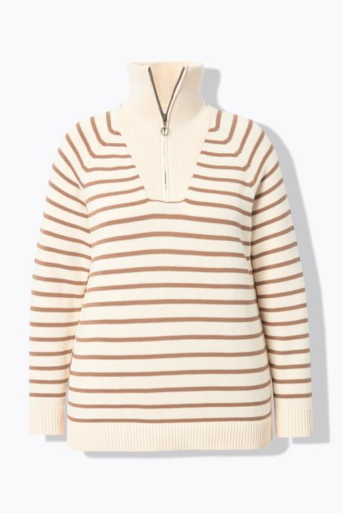 Produktbild Ulla Popken Troyer, Ringel, Stehkragen, Zipper, Langarm (42, 44)