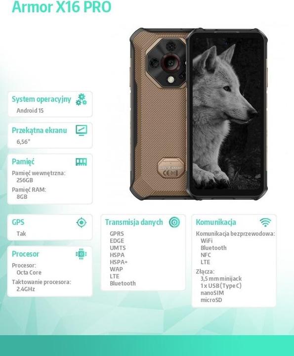 Produktbild Ulefone Smartphone Armor X16 Pro 5G 8/256GB (Sand Dune) (256 GB, Sand Dune, 5G)