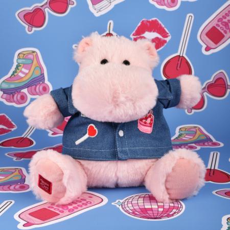 Produktbild Doudou et Compagnie Hippo, rosa mit Jeansjacke 20cm (20 cm)