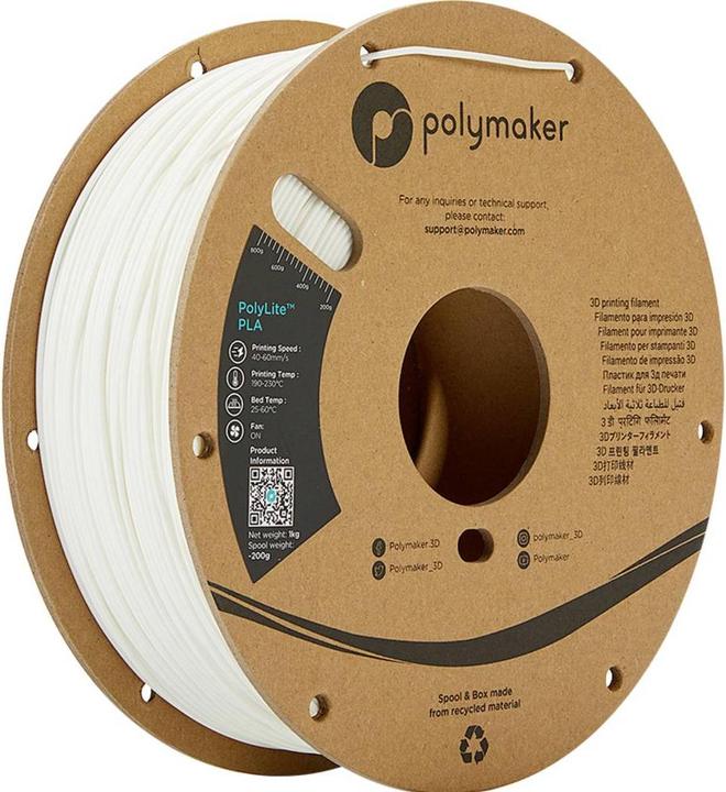 Produktbild Polymaker PA02017 PolyLite Filament PLA 2.85 mm 1000 g Weiss 1 St. (PLA, 2.85 mm, 1000 g, Weiss)