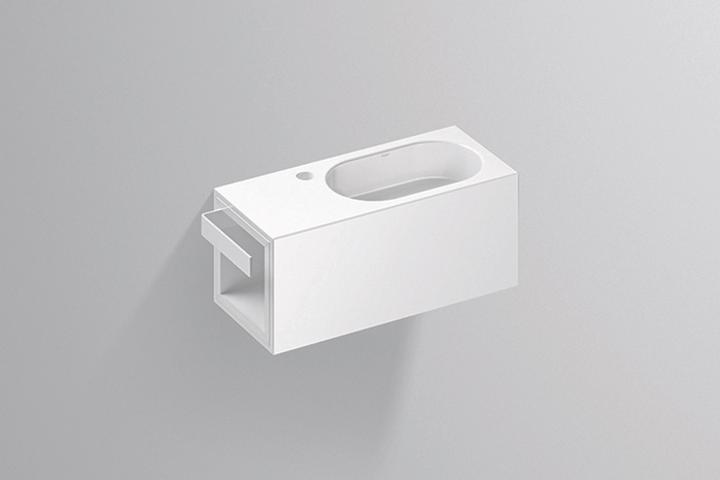 Immagine prodotto Alape Lavabo WP.XXS2 Fusion.S, L: 580 mm, A: 240 mm, P: 236 mm, vasca ovale a destra, portasciugaman (236 mm, 580 mm)