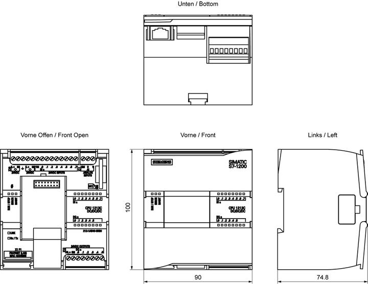 Produktbild Siemens SIMATIC S7-1200 CPU 1212C, DC/DC/DC