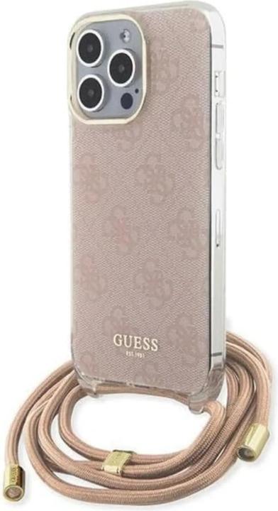 Image du produit Guess GUHCP15XHC4SEP iPhone 15 Pro Max 6.7" różowy/pink hardcase Crossbody Cord 4G Print (Apple iPhone 15 Pro Max)