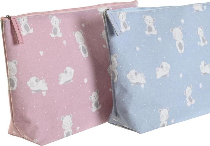 Actual product image DKD Home Decor Reise-Toilettentasche Blau Rosa polialgodon osos 33 x 8 x 21 cm (2 Stück)
