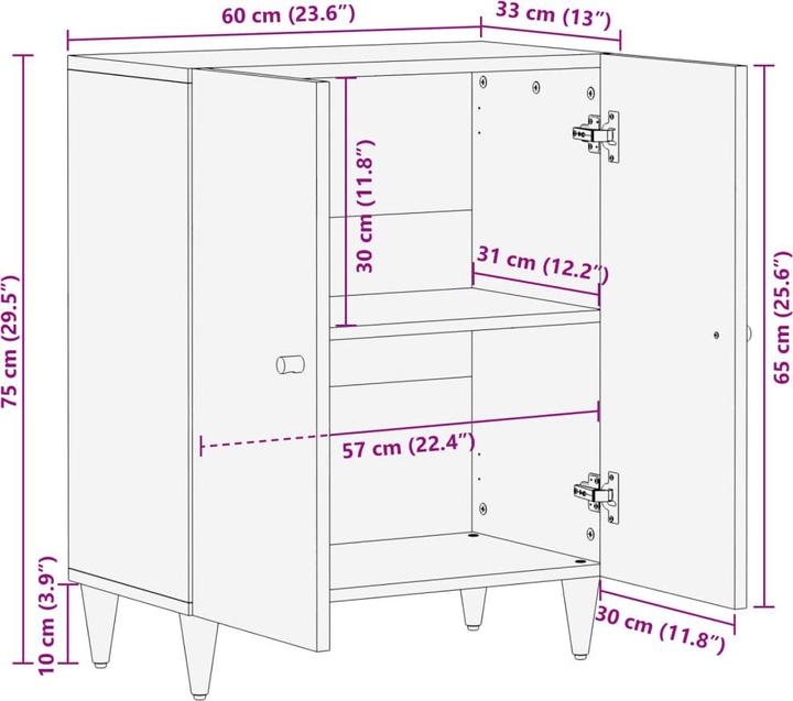Image du produit vidaXL Armoire d'appoint (60 x 33 x 75 cm)