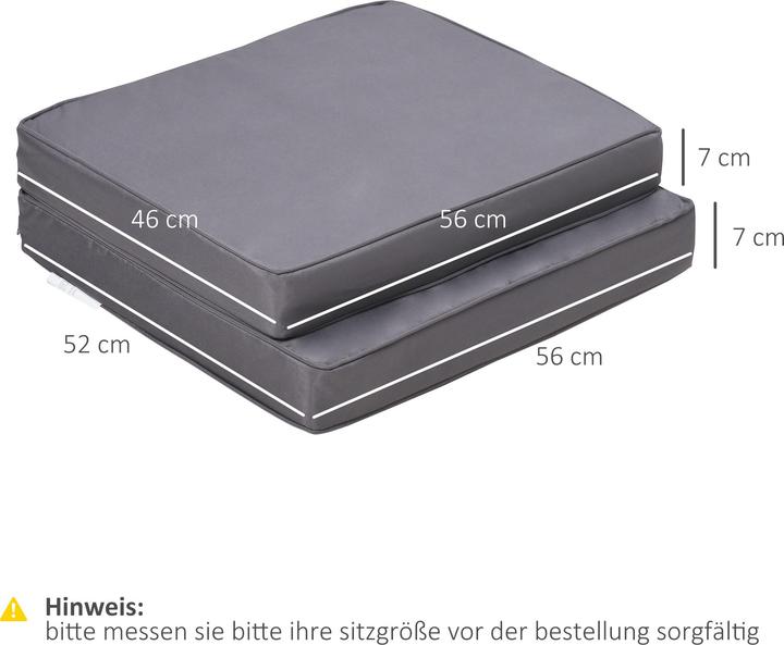 Produktbild Outsunny Sitzkissen-Set Polyester Hellgrau (56 x 52 cm)