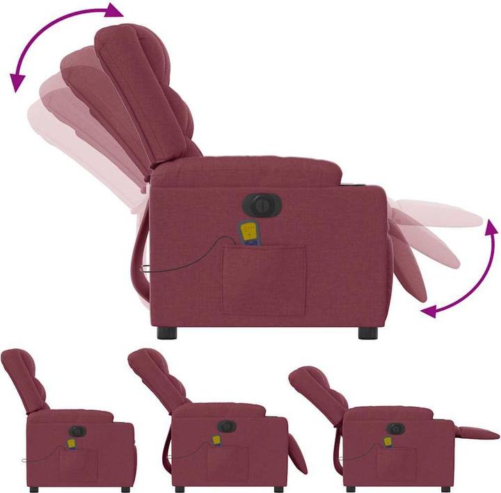 Actual product image VidaXL Massage chair electric wine red fabric