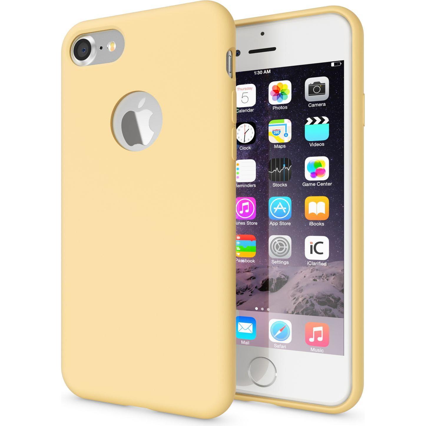 Nalia Liquid Silikon Handyhülle (Apple iPhone 7), Smartphone Hülle, Gelb