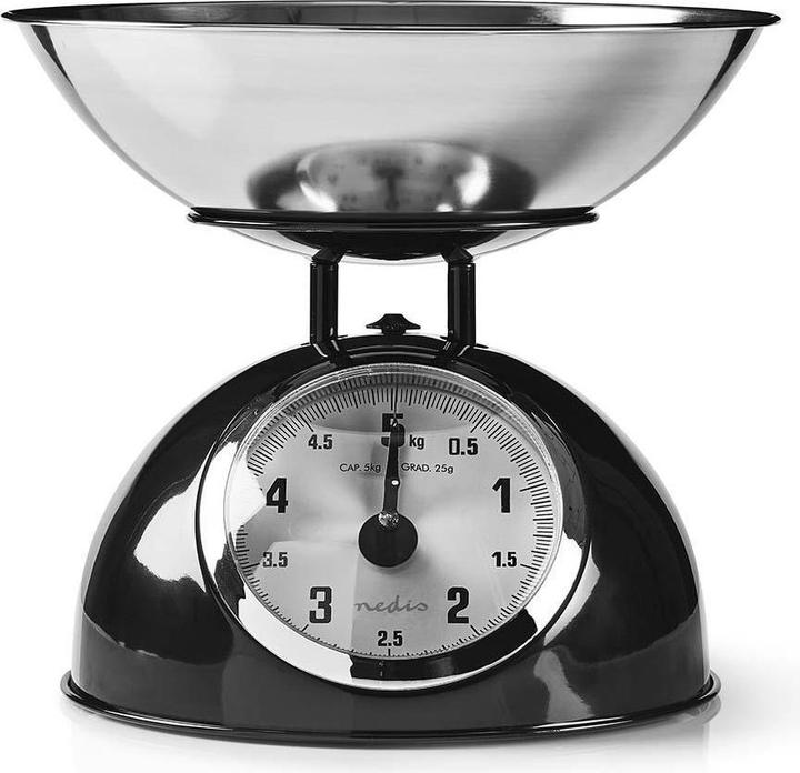 Actual product image Nedis Kitchen Scale - Retro Household - 5 kg Weighing Capacity - Removable Stainless Steel Bowl - 25 g