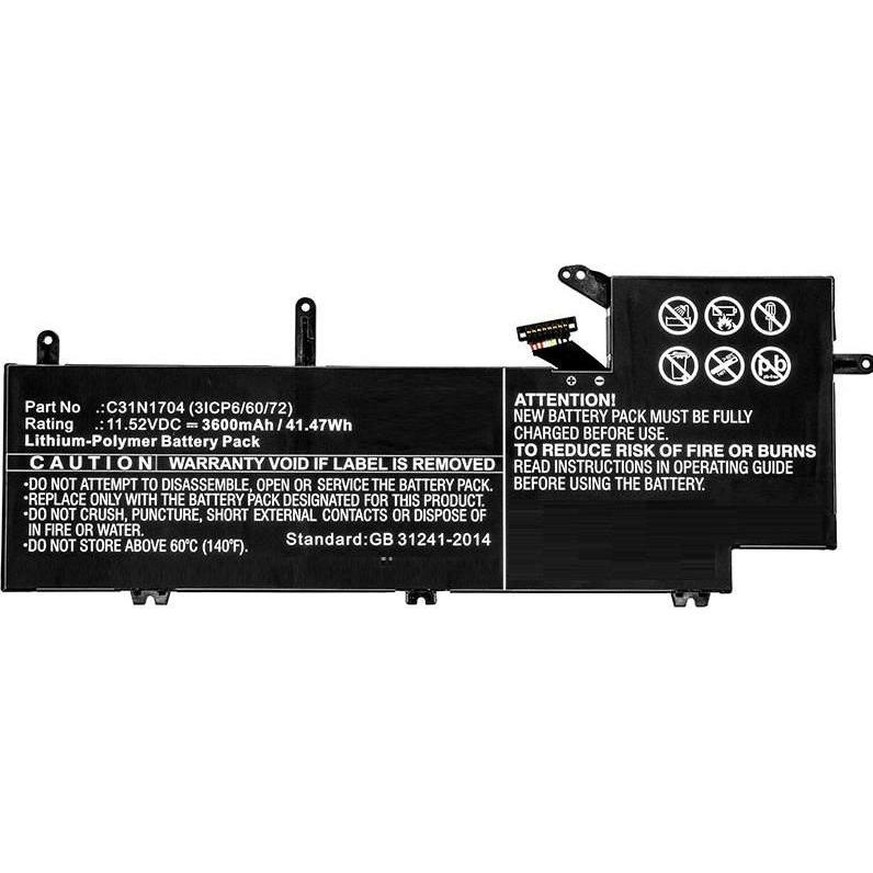 CoreParts Laptop Battery for Asus (1 Zellen, 3600 mAh), Notebook Akku, Schwarz