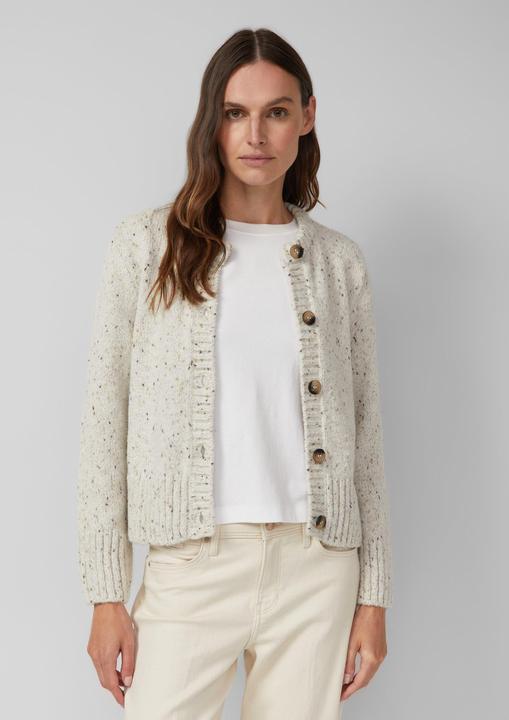Produktbild s.Oliver Strickjacke Kurze Strickjacke aus Baumwollmix mit Knopfleiste (46)