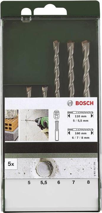 Produktbild Bosch Professional Zubehör Hammerbohrer-Set (5 mm, 6 mm, 8 mm, 10 mm)
