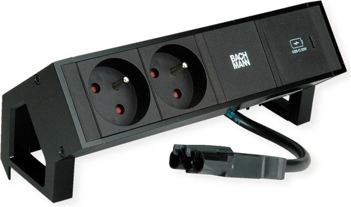 Produktbild Bachmann DESK2 2x UTE 1x USB C 30W noir (2 x, CEE 7/5, CEE 7/3, 0.20 m)
